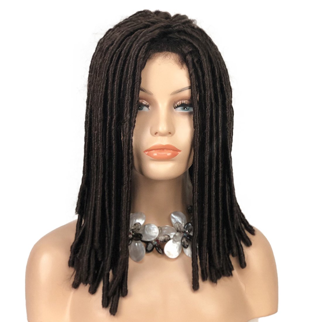 Ajoré Braided Dreadlock Twist Wig — Synthetic Crochet Hair Wig Chestnut Brown Natural Looking