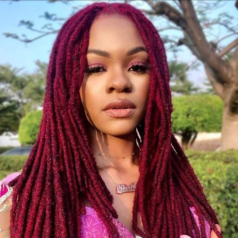 Ajoré Human Hair Loc Extensions Burgundy — 100% Handmade Permanent Dreadlock Extensions for Men Women Kids