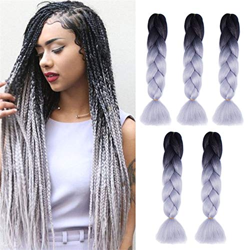 Ajoré Ombre Jumbo Braiding Hair — Synthetic Crochet Braids Dreadlock Extensions 24 Inch 5pcs