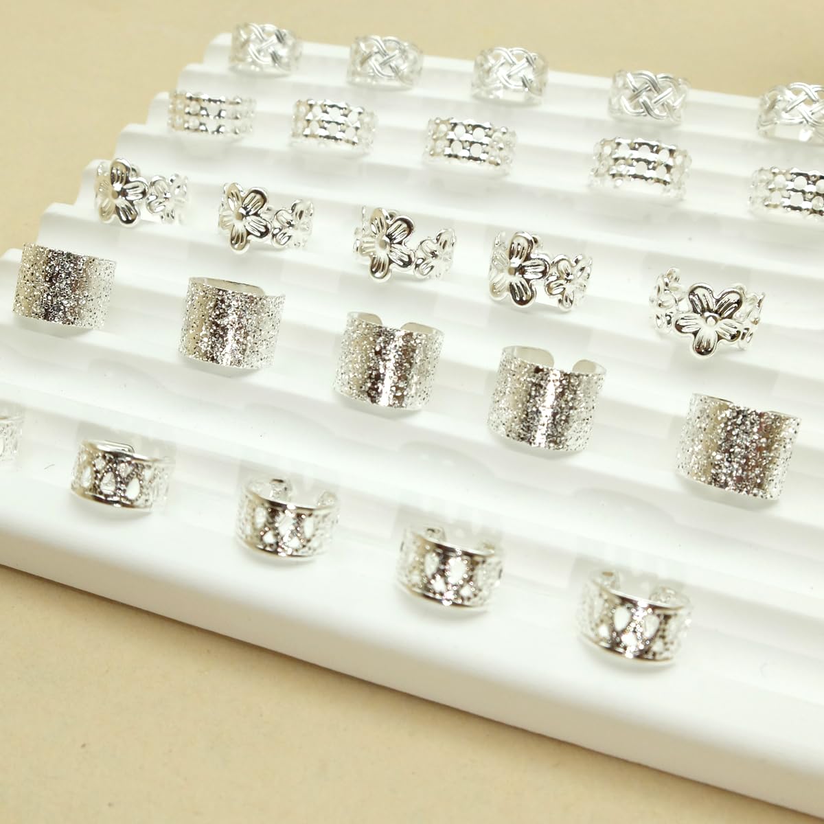 Ajoré Silver Hair Jewelry Set — 100pcs Loc Jewelry Dreadlock Hair Cuffs Rings for Braids & Accessories