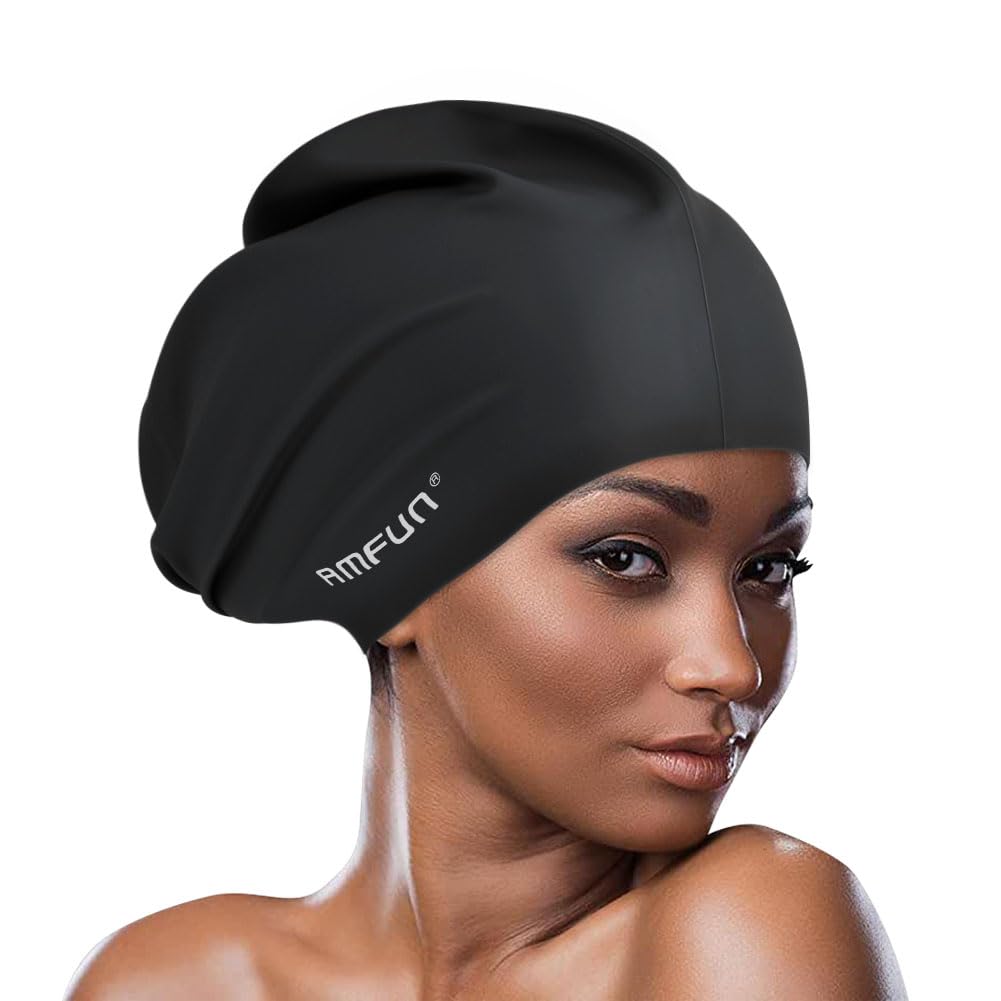 Ajoré Silicone Swim Cap for Dreadlocks & Afros — Extra Large Waterproof Swimming Hat for Braids Weaves Curls