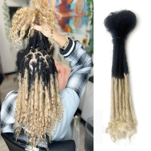 Ajoré Human Hair Dreadlock Extensions with Curly Ends — Natural Black Loc Extensions for Men Women Kids