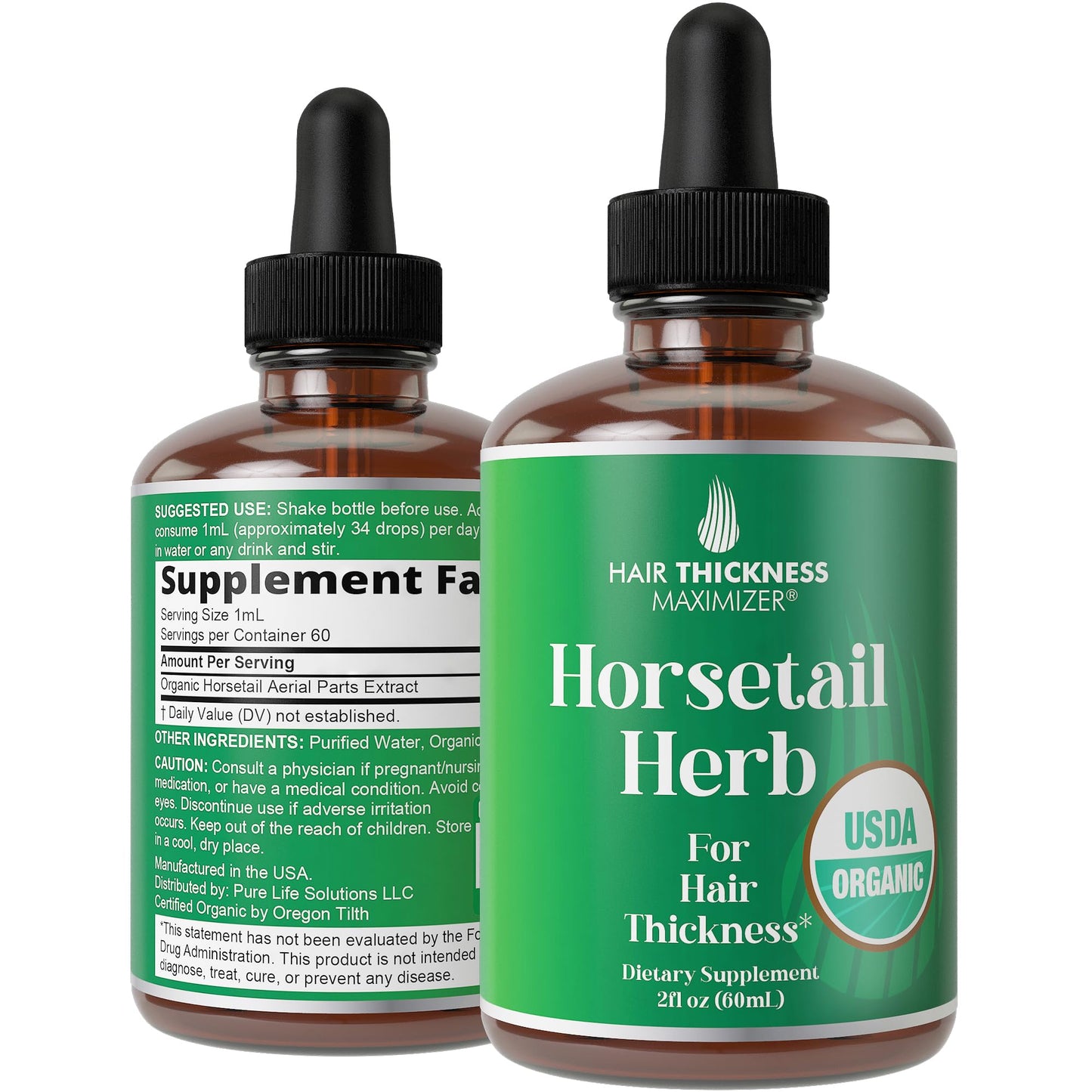 Ajoré Organic Horsetail Herb Hair Growth Drops — Vegan Liquid Supplement for Thicker Stronger Hair