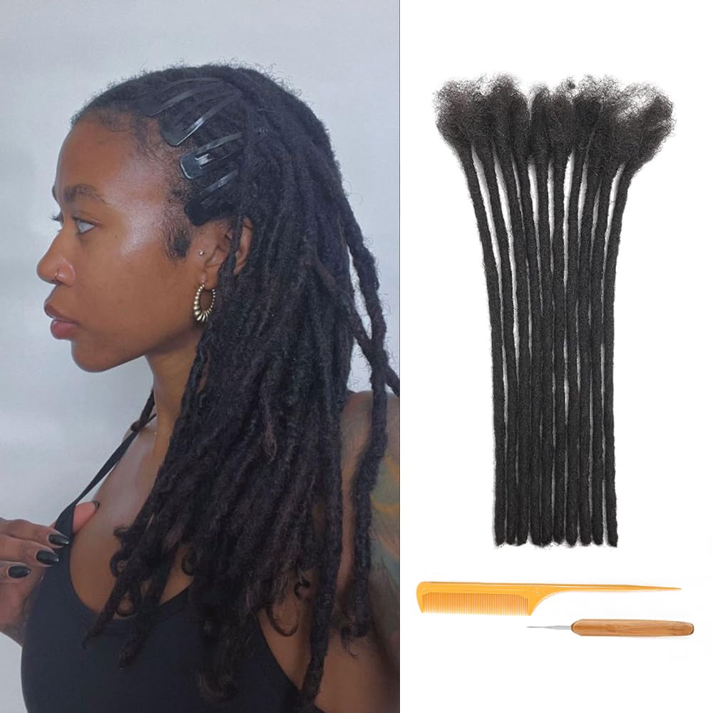 Ajoré Soft Human Hair Dreadlock Extensions — 100% Real Hair Permanent Loc Extensions Dyeable for All