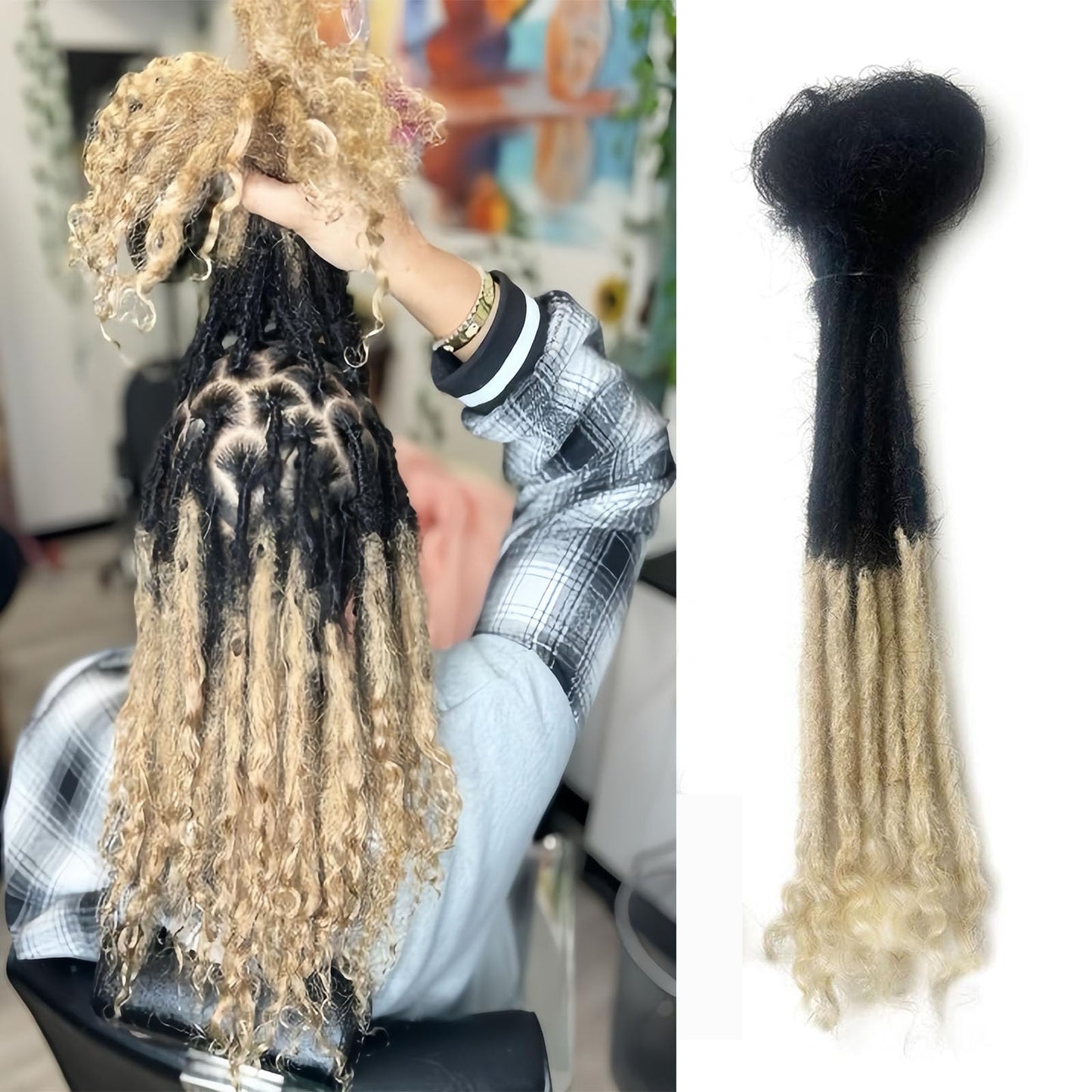 Ajoré Human Hair Dreadlock Extensions with Curly Ends — Natural Black Loc Extensions for Men Women Kids