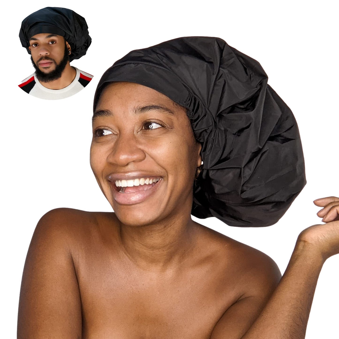 Ajoré Jumbo Shower Cap for Dreadlocks & Braids — Waterproof Adjustable Reusable Hair Cap for Long Hair