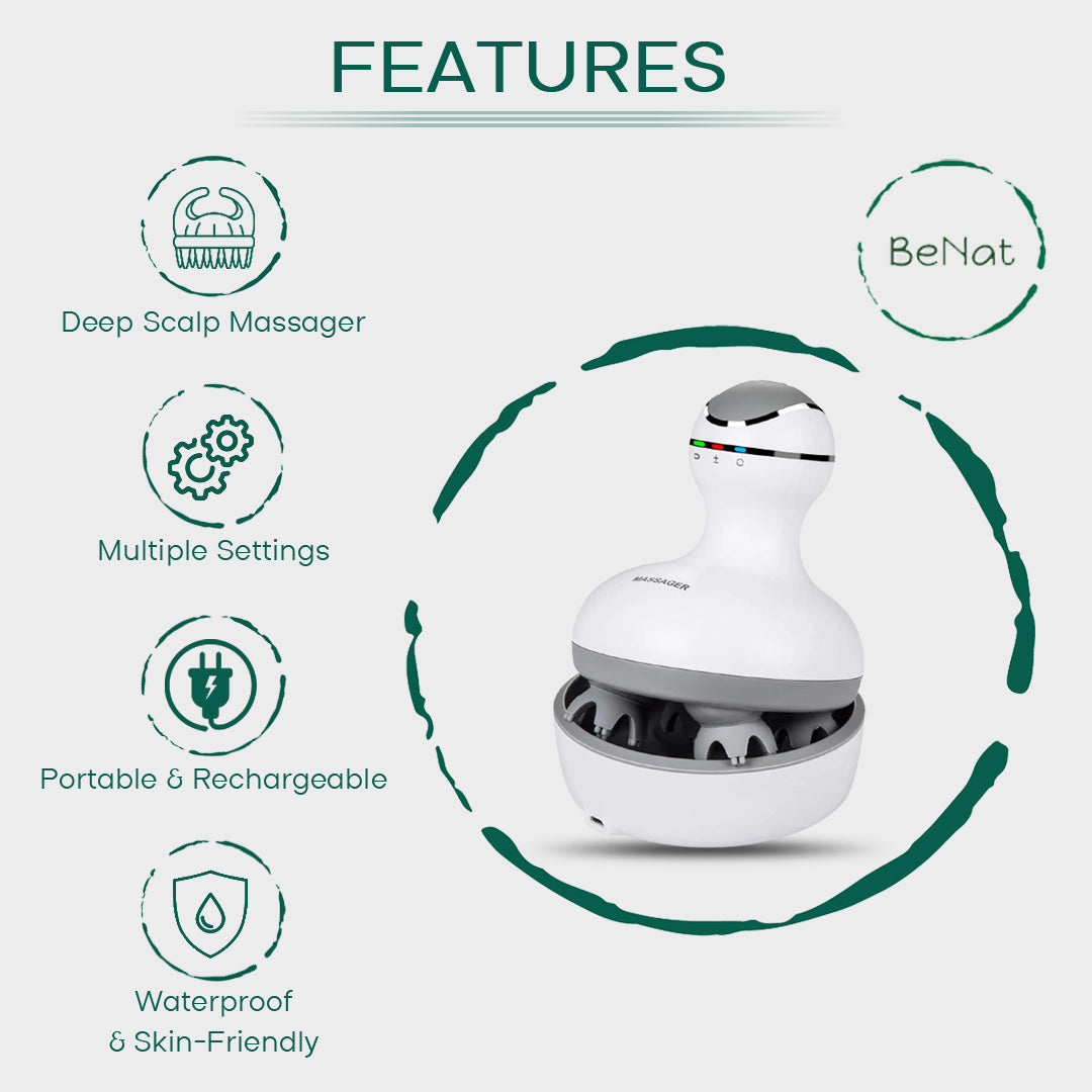 Ajoré Smart Electric Scalp Massager — Wireless Hair Growth Stimulator for Stress Relief & Blood Circulation