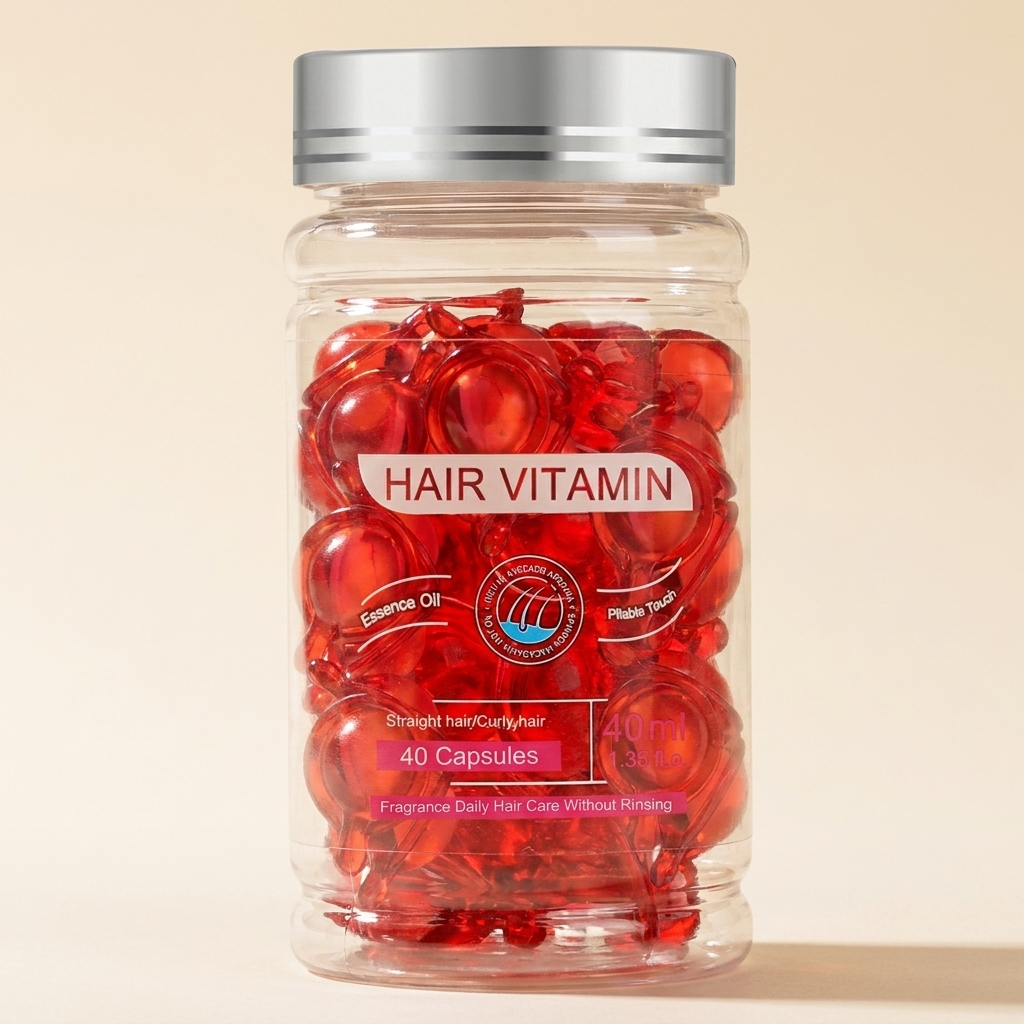 Ajoré No-Rinse Hair Vitamin Serum Capsules — Keratin Moroccan Oil Treatment for Dry Damaged Hair (40 Pcs)