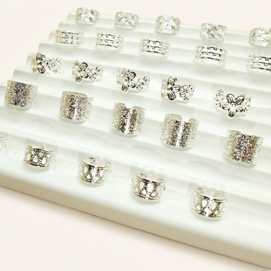 Ajoré Silver Dreadlock Beads — 50pcs Aluminum Hollow Hair Rings for Braids Loc Jewelry Decoration