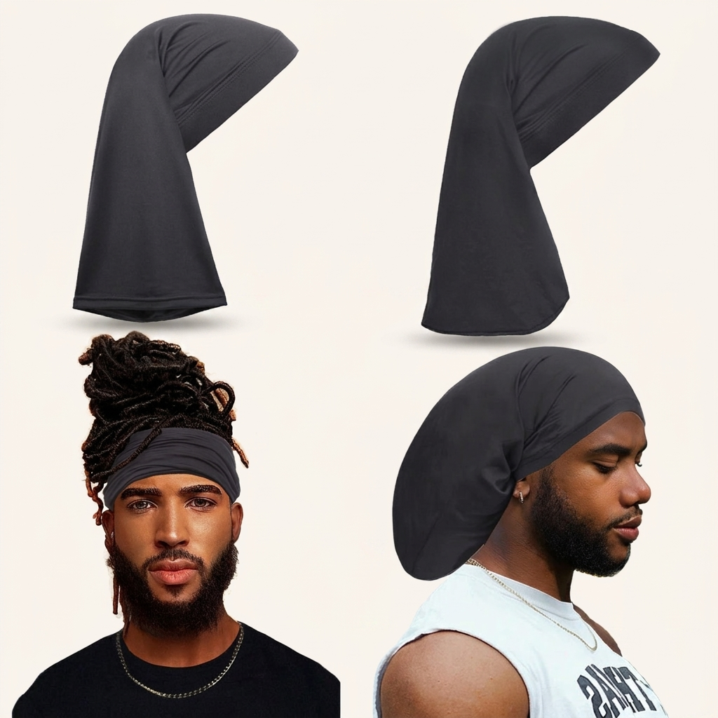Ajoré Dreadlock Cap & Braid Tube Sock — Elastic Cap for Men with Long Dreadlocks 2 Piece Set