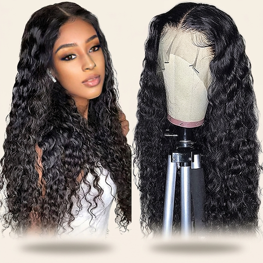 Ajoré 13x4 Lace Front Straight Human Hair Wig — Water Wave Natural Color Frontal Wig