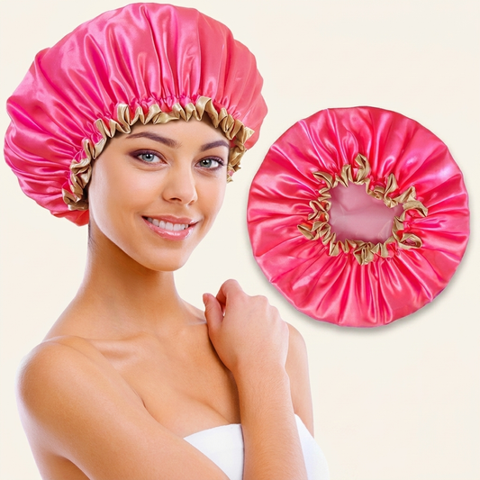Ajoré Waterproof Shower Cap for Braids & Long Hair — Double Layer Satin Reusable Hair Cap