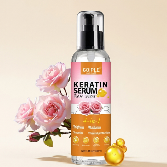 Keratin Protein Hair Serum Keratin Styling & Moisturizing Oil - Anti Frizz Control Nourishes & Repair Keratin Serum Oil for Dry Damaged Hair Heat Protectant Serum for Shine Prevent Hair Burns (Rose)
