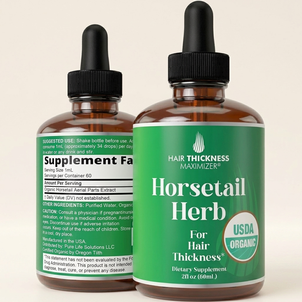 Ajoré Organic Horsetail Herb Hair Growth Drops — Vegan Liquid Supplement for Thicker Stronger Hair