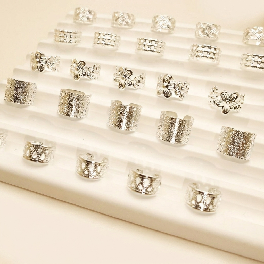 Ajoré Silver Hair Jewelry Set — 100pcs Loc Jewelry Dreadlock Hair Cuffs Rings for Braids & Accessories